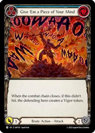 Give 'Em a Piece of Your Mind (Blue) (SUP154) [Super Slam] Rainbow Foil - Deck Out Gaming