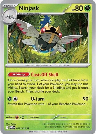 Ninjask - 017/132 (17) [ME01: Mega Evolution] Reverse Holofoil - Deck Out Gaming