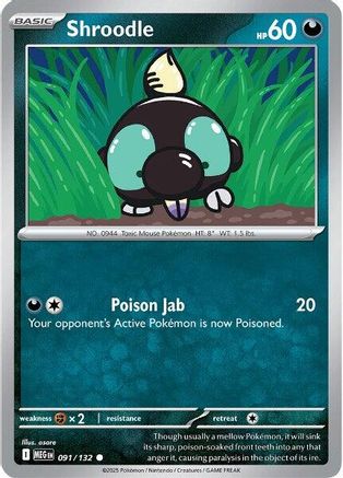 Shroodle - 091/132 (91) [ME01: Mega Evolution] Reverse Holofoil - Deck Out Gaming