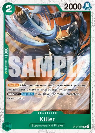 Killer (Pirate Foil) (OP01-039) [Premium Booster -The Best- Vol. 2] Foil - Deck Out Gaming