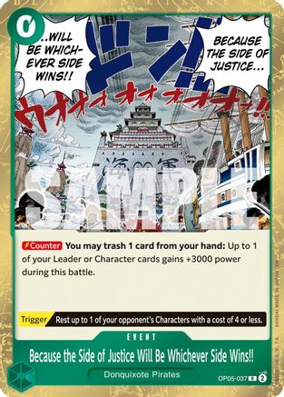 Because the Side of Justice Will Be Whichever Side Wins!! (Reprint) (OP05-037) [Premium Booster -The Best- Vol. 2] Foil - Deck Out Gaming