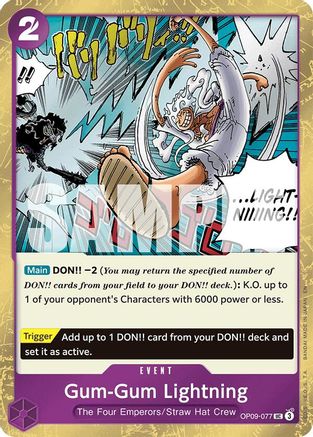 Gum-Gum Lightning (Pirate Foil) (OP09-077) [Premium Booster -The Best- Vol. 2] Foil - Deck Out Gaming