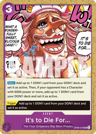 It's to Die For (Reprint) (OP08-076) [Premium Booster -The Best- Vol. 2] - Deck Out Gaming