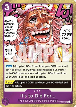 It's to Die For (Pirate Foil) (OP08-076) [Premium Booster -The Best- Vol. 2] Foil - Deck Out Gaming