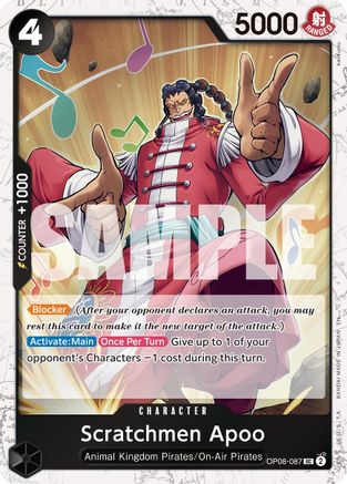 Scratchmen Apoo - OP08-087 (Pirate Foil) (OP08-087) [Premium Booster -The Best- Vol. 2] Foil - Deck Out Gaming