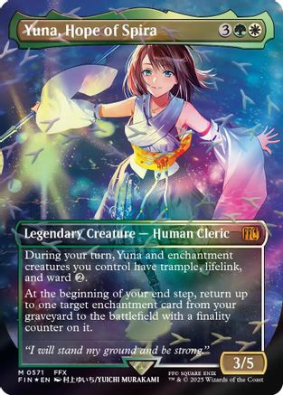 Yuna, Hope of Spira (Borderless) (Chocobo Track Foil) (571) [FINAL FANTASY] foil - Deck Out Gaming