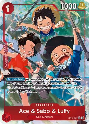 Ace & Sabo & Luffy (Alternate Art) (OP13-007) [Carrying On His Will] Foil - Deck Out Gaming