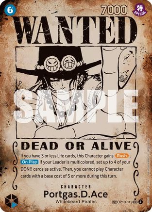 Portgas.D.Ace (119) (Wanted Poster) (OP13-119) [Carrying On His Will] Foil - Deck Out Gaming
