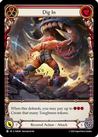 Dig In (Red) - FAB384 (FAB384) [Flesh and Blood: Promo Cards] Rainbow Foil - Deck Out Gaming