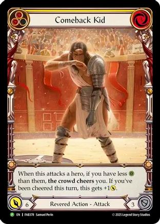 Comeback Kid (Yellow) - FAB378 (FAB378) [Flesh and Blood: Promo Cards] Rainbow Foil - Deck Out Gaming