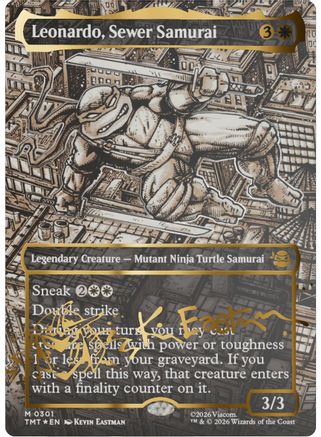 Leonardo, Sewer Samurai (Borderless) (Gold-Stamped Signature) (301) [Teenage Mutant Ninja Turtles] foil - Deck Out Gaming
