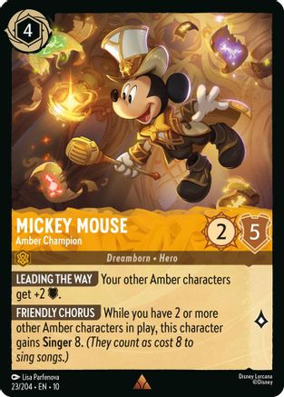 Mickey Mouse - Amber Champion (23/204) [Whispers in the Well] - Deck Out Gaming