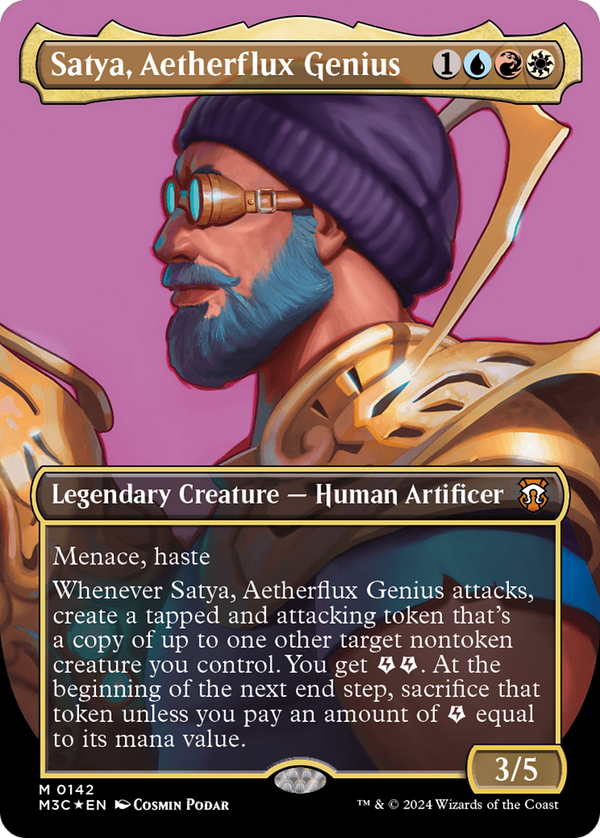 Satya, Aetherflux Genius (Borderless) (Ripple Foil) (142) [Modern Horizons 3 Commander] foil - Deck Out Gaming