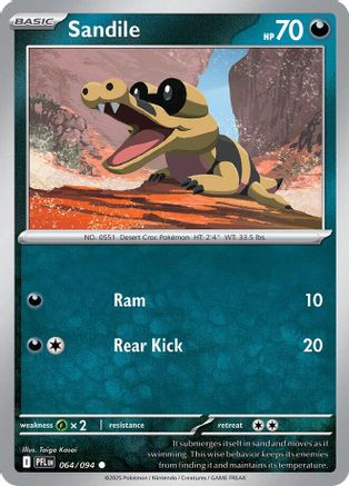 Sandile (64) [ME02: Phantasmal Flames] Reverse Holofoil - Deck Out Gaming
