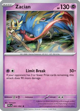Zacian - 045/094 (45) [ME02: Phantasmal Flames] Reverse Holofoil - Deck Out Gaming