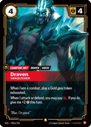 Draven - Vanquisher (Alternate Art) (020a/221) [Spiritforged] Foil - Deck Out Gaming
