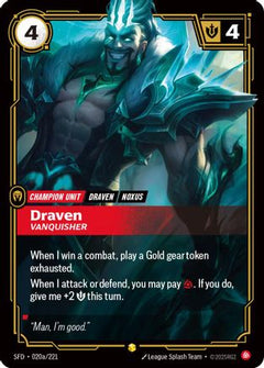 Draven - Vanquisher (Alternate Art) (020a/221) [Spiritforged] Foil - Deck Out Gaming