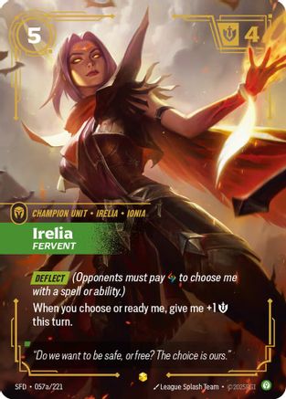 Irelia - Fervent (Alternate Art) (057a/221) [Spiritforged] Foil - Deck Out Gaming