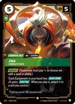 Jax - Unmatched (Alternate Art) (054a/221) [Spiritforged] Foil - Deck Out Gaming