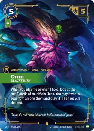 Ornn - Blacksmith (Alternate Art) (058a/221) [Spiritforged] Foil - Deck Out Gaming
