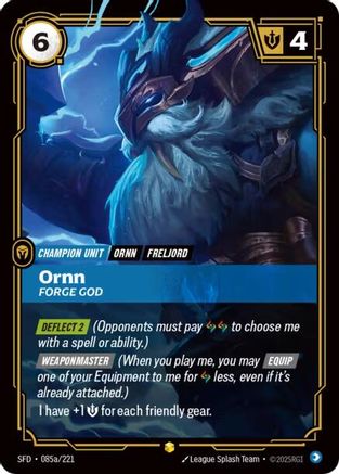 Ornn - Forge God (Alternate Art) (085a/221) [Spiritforged] Foil - Deck Out Gaming