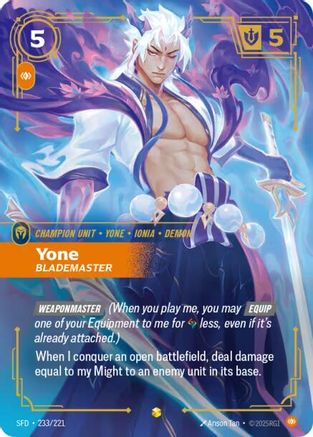 Yone - Blademaster (Overnumbered) (233/221) [Spiritforged] Foil - Deck Out Gaming