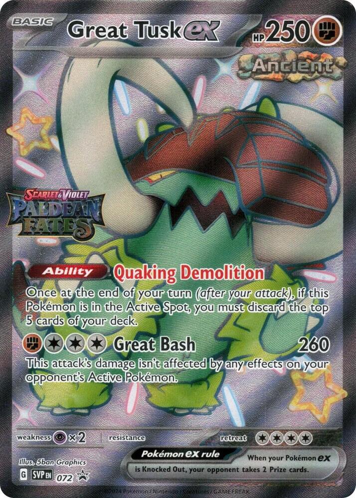 Great Tusk ex - 072 (72) (Paldean Fates Stamped) [SV: Scarlet & Violet Promo Cards] Holofoil