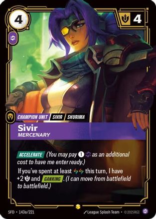 Sivir - Mercenary (Alternate Art) (143a/221) [Spiritforged] Foil - Deck Out Gaming