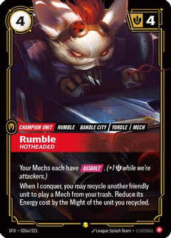 Rumble - Hotheaded (Alternate Art) (026a/221) [Spiritforged] Foil - Deck Out Gaming