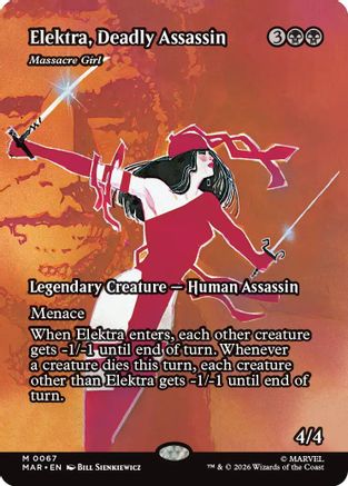Elektra, Deadly Assassin - Massacre Girl (Borderless) (67) [Marvel Universe Eternal-Legal] foil - Deck Out Gaming