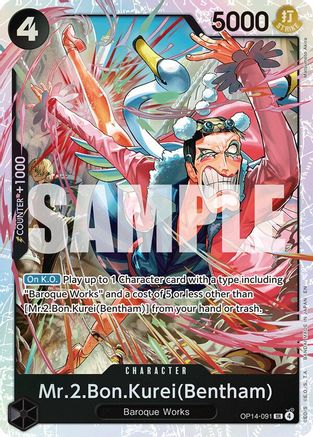 Mr.2.Bon.Kurei (Bentham) (OP14-091) [The Azure Sea's Seven] Foil-1