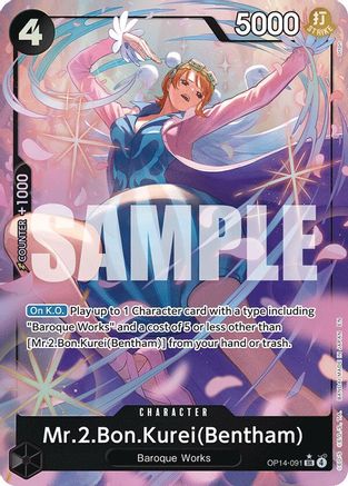 Mr.2.Bon.Kurei (Bentham) (Alternate Art) (OP14-091) [The Azure Sea's Seven] Foil-1