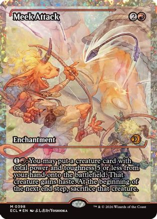 Meek Attack (0398) (Showcase) (Fracture Foil) (398) [Lorwyn Eclipsed] foil - Deck Out Gaming