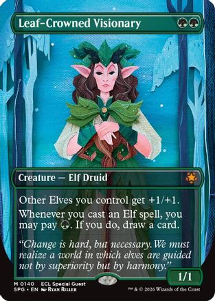 Leaf-Crowned Visionary (Borderless) (140) [Special Guests] foil - Deck Out Gaming