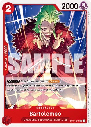 Bartolomeo (OP14-011) [The Azure Sea's Seven] - Deck Out Gaming