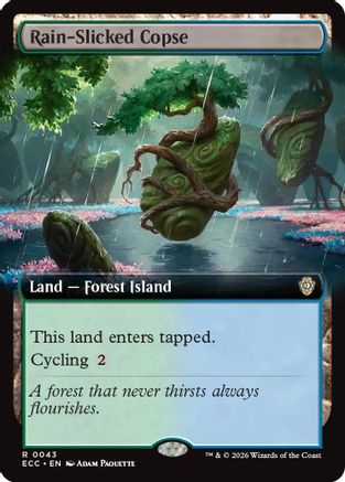 Rain-Slicked Copse (Extended Art) (43) [Commander: Lorwyn Eclipsed] - Deck Out Gaming