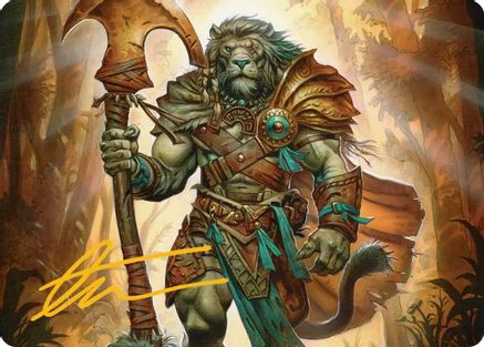 Ajani, Outland Chaperone Art Card (Gold-Stamped Signature) (28) [Art Series: Lorwyn Eclipsed] - Deck Out Gaming