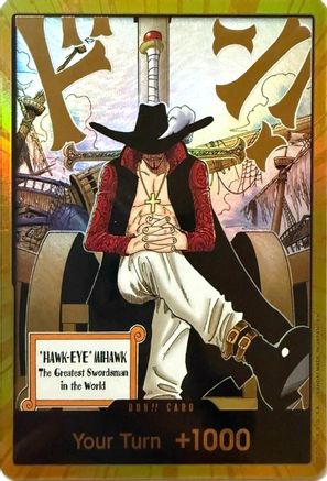 DON!! Card (Dracule Mihawk) (Gold) [The Azure Sea's Seven] Foil - Deck Out Gaming