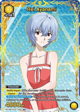 Rei Ayanami (002) (C*) (UE15BT/EVA-1-002) [UE15BT: Evangelion: New Theatrical Edition] Foil - Deck Out Gaming