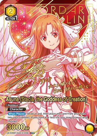 Asuna (Stacia, the Goddess of Creation) (R**) (UEX06BT/SAO-2-009) [UEX06BT: Sword Art Online Vol.2] Foil - Deck Out Gaming