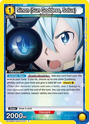 Sinon (Sun Goddess, Solus) (UEX06BT/SAO-2-010) [UEX06BT: Sword Art Online Vol.2] Foil - Deck Out Gaming