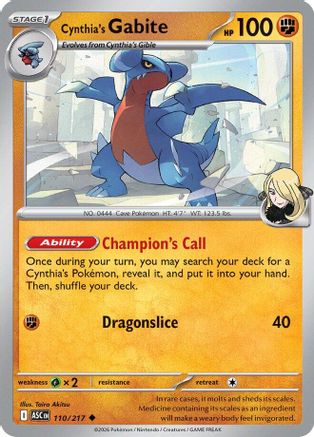 Cynthia's Gabite (110) [ME: Ascended Heroes] Reverse Holofoil - Deck Out Gaming