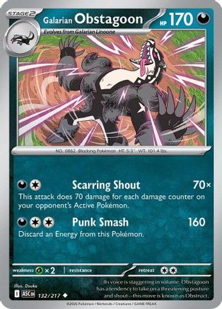 Galarian Obstagoon - 132/217 (132) [ME: Ascended Heroes] Reverse Holofoil - Deck Out Gaming