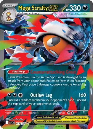 Mega Scrafty ex - 135/217 (135) [ME: Ascended Heroes] Holofoil - Deck Out Gaming