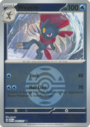 Weavile - 045/217 (Dusk Ball) (45) [ME: Ascended Heroes] Reverse Holofoil