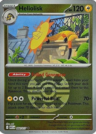 Heliolisk - 064/217 (Quick Ball) (64) [ME: Ascended Heroes] Reverse Holofoil - Deck Out Gaming