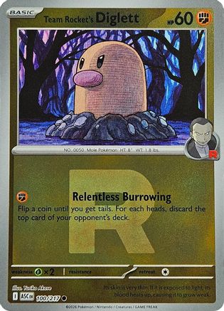 Team Rocket's Diglett (Team Rocket) (100) [ME: Ascended Heroes] Reverse Holofoil - Deck Out Gaming