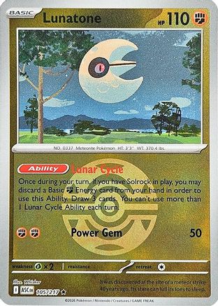 Lunatone (Dusk Ball) (105) [ME: Ascended Heroes] Reverse Holofoil - Deck Out Gaming