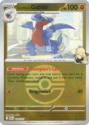 Cynthia's Gabite (Poke Ball) (110) [ME: Ascended Heroes] Reverse Holofoil-1