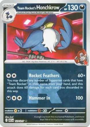 Team Rocket's Honchkrow (Team Rocket) (127) [ME: Ascended Heroes] Reverse Holofoil-1